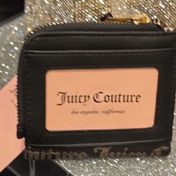 Juicy Couture Flawless L-Zip Card Case/Wallet- Black Taupe/Liquorice - Picture 5 of 5